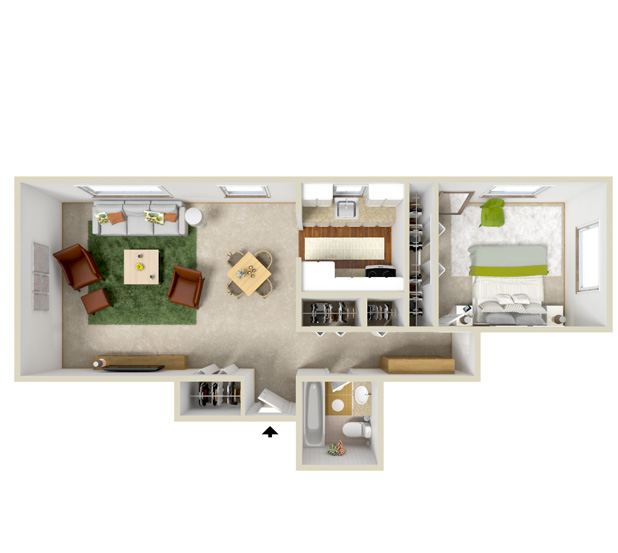 one-bedroom-one-bath no balcony